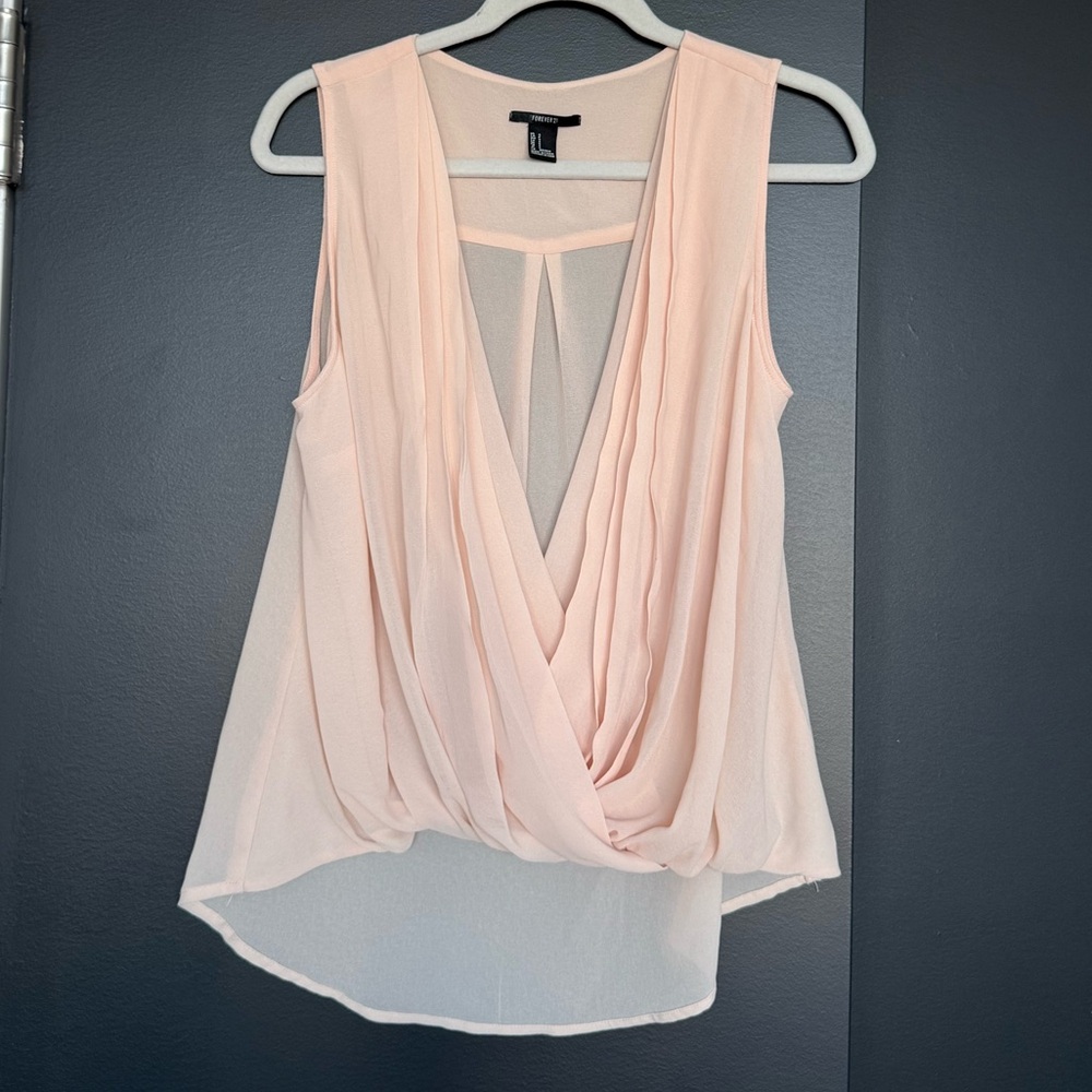 FOREVER 21 Pink Sleeveless Blouse, Size S